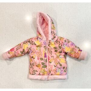 Disney Princess Reversible Toddler Jacket 2T Pink Floral Plush